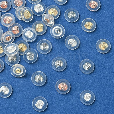 40Pcs 4 Colors Long-Lasting Plated Brass Silicone Ear Nuts KK-FS0001-49-1