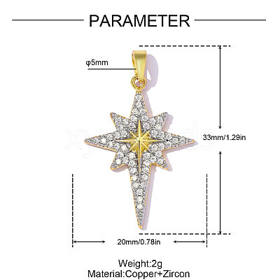 Brass Micro Pave Clear Cubic Zirconia Pendants CU-OY001-53G-1