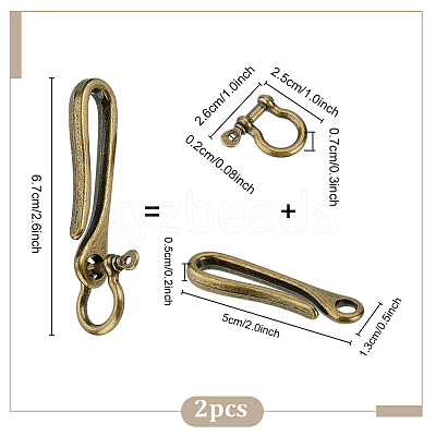 2Pcs Alloy Shackle Clasps with S Hook Clasps FIND-PH0026-11B-AB-1