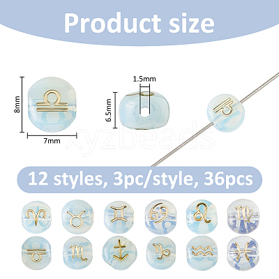 36Pcs 12 Styles Glass Beads GLAA-FH0001-91-1