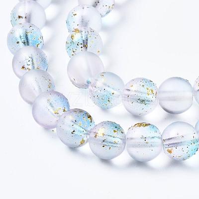 Frosted Spray Painted Glass Beads Strands GLAA-N035-03C-C07-1
