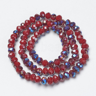 Electroplate Opaque Solid Color Glass Beads Strands EGLA-A034-P4mm-I16-1