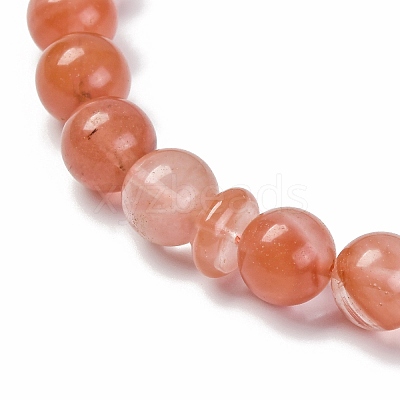 Synthetic Cherry Quartz Glass Beads Stretch Bracelets BJEW-A025-01O-1