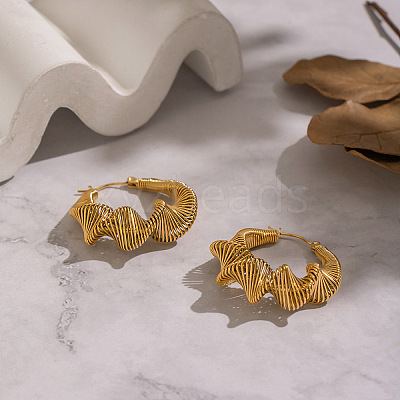 Twist 304 Stainless Steel Hoop Earrings JE2678-1-1
