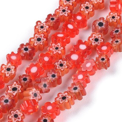 Handmade Millefiori Glass Bead Strands X-LAMP-J035-4mm-07-1