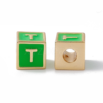 Rack Plating Brass Enamel Beads KK-B060-04G-02T-1