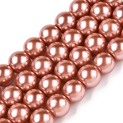 Baking Paint Pearlized Glass Pearl Round Bead Strands HY-Q003-10mm-50-A-1
