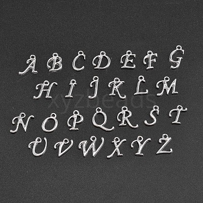Platinum Plated Alloy Letter Pendants PALLOY-J718-01P-1