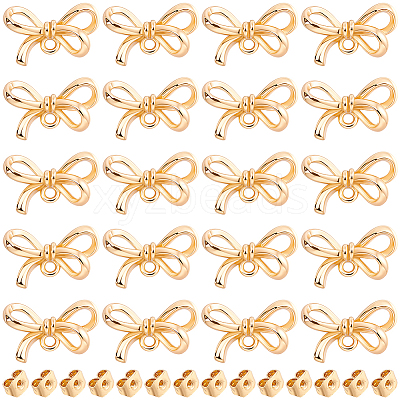 20Pcs Bowknot Brass Stud Earring Findings KK-BBC0028-23-1