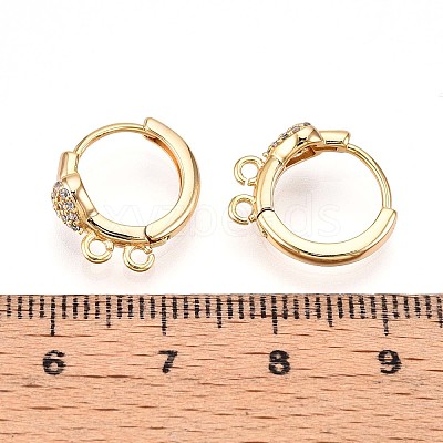 Brass Micro Pave Cubic Zirconia Hoop Earring Finding KK-N261-45G-1