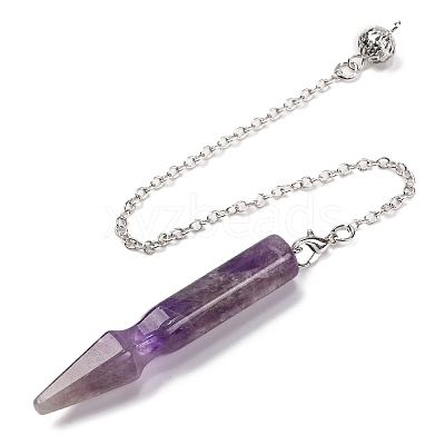 Natural Amethyst Pointed Dowsing Pendulums G-Q184-04G-P-1