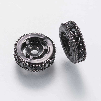 Brass Micro Pave Cubic Zirconia Beads ZIRC-G132-10B-1