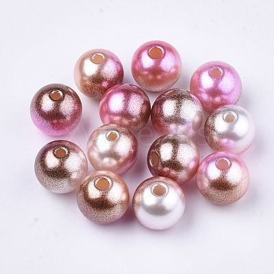 Rainbow ABS Plastic Imitation Pearl Beads OACR-Q174-6mm-10-1