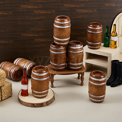 Wood Barrels Miniature Ornaments DJEW-WH0043-110A-01-1