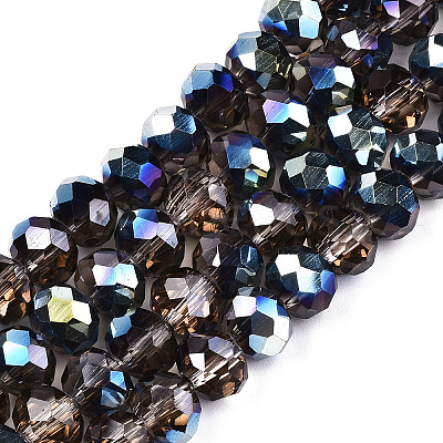 Electroplate Transparent Glass Beads Strands X-EGLA-A034-T8mm-Q20-1