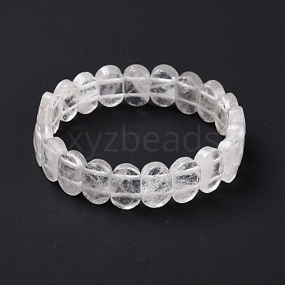 Natural Quartz Crystal Oval Beaded Stretch Bracelet G-E010-01P-1