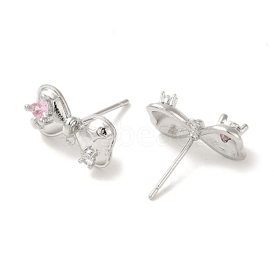 Left and Right Rack Plating Brass Micro Pave Cubic Zirconia Studs Earring Findings LS-KK-K371-10P-1