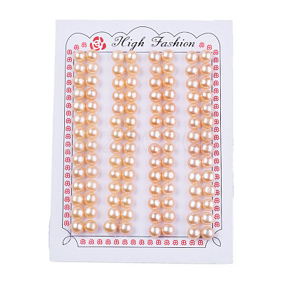 Half Drilled Natural Cultured Freshwater Pearl Beads PEAR-N020-06A-1