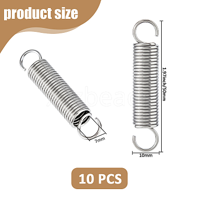 10Pcs Stainless Steel Tension Spring Hook AJEW-FH0006-13A-1