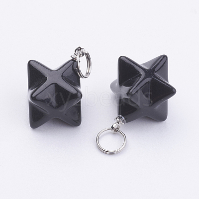 Natural Obsidian Pendants G-E398-02B-1