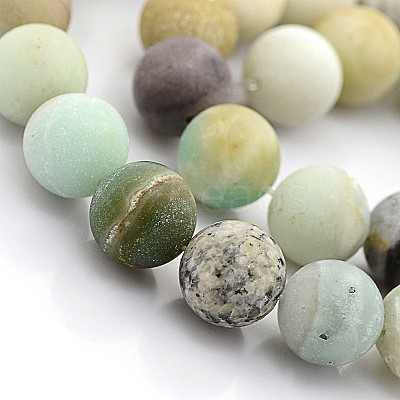 Natural Frosted Flower Amazonite Round Beads G-D616-10mm-1