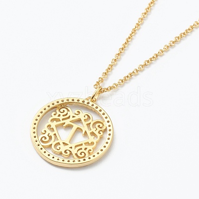 Brass Micro Pave Clear Cubic Zirconia Pendant Necklaces NJEW-J059-01T-1