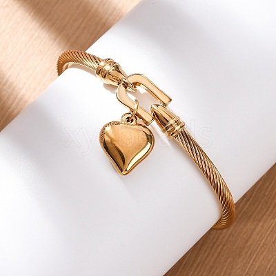 304 Stainless Steel Charm Bangles BJEW-K280-03G-1