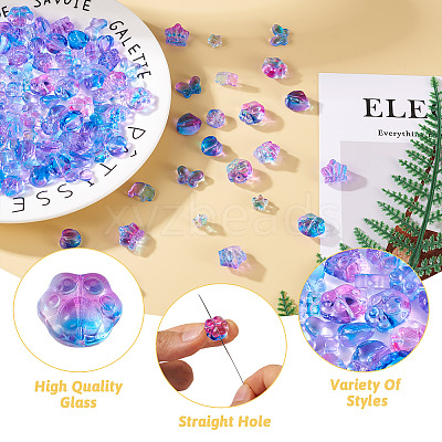 160Pcs 8 Style Transparent Spray Painted Glass Beads GLAA-BY0001-01-1