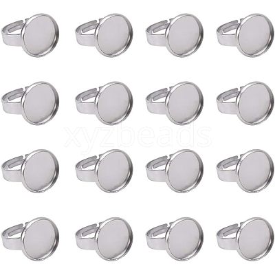 Adjustable 304 Stainless Steel Finger Rings Components STAS-UN0001-10-1