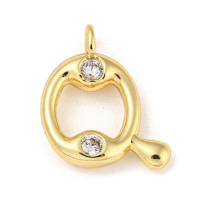 Rack Plating Brass Micro Pave Cubic Zirconia Pendants KK-A200-24G-Q-1