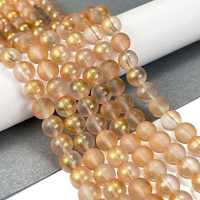 Frosted Transparent Glass Bead Strands GLAA-P065-8mm-02-1