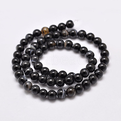 Natural Black Agate Bead Strands G-G962-16mm-12-A-1