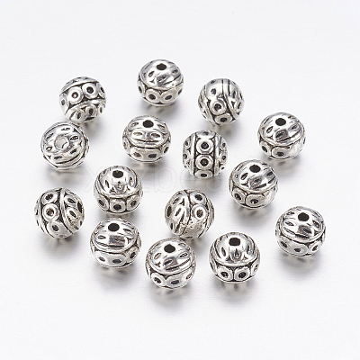 Antique Silver Alloy Round Beads X-PALLOY-101-AS-RS-1