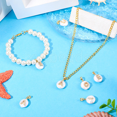 5Pcs 5 Styles Natural Cultured Freshwater Pearl Nuggets with Letter Pendants KK-TA0002-37-1