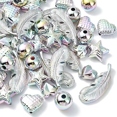 50Pcs 5 Styles UV Plating Opaque CCB Plastic Beads MACR-YW0004-72-1