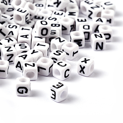 Letter Acrylic European Beads X-OPDL-R050-10mm-1