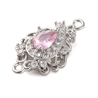 Brass Pave Cubic Zirconia Connector Charms LS-KK-Z051-04P-01-1