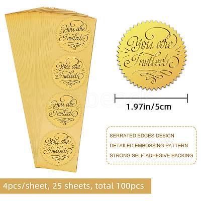 Self Adhesive Gold Foil Embossed Stickers DIY-WH0211-334-1