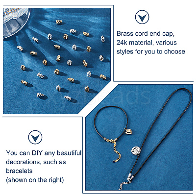 80Pcs 4 Style Brass Cord Ends KK-AR0002-53-1