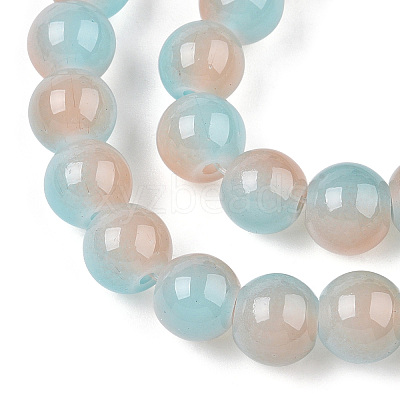 Baking Paint Imitation Jade Glass Round Bead Strands X1-DGLA-N003-6mm-05-1