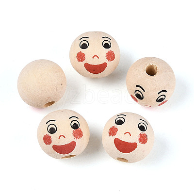 Printed Schima Wood Beads WOOD-T033-02E-1