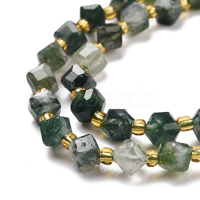 Natural Moss Agate Beads Strands G-P463-10-1