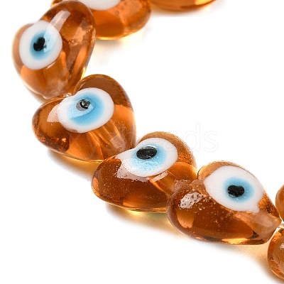 Heart Evil Eye Lampwork Bead Strands LAMP-R119-07-1