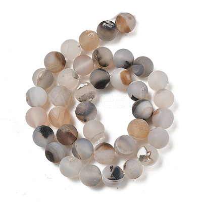 Natural Dendritic Agate Beads Strands G-A248-A04-01-1
