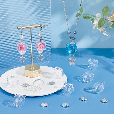 DIY Blank Kitten Wish Bottle Pendant Making Kit DIY-PH0022-28-1