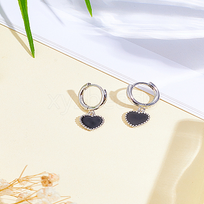 1 Pair Heart Brass Hoop Earrings EJEW-LP0007-050-1