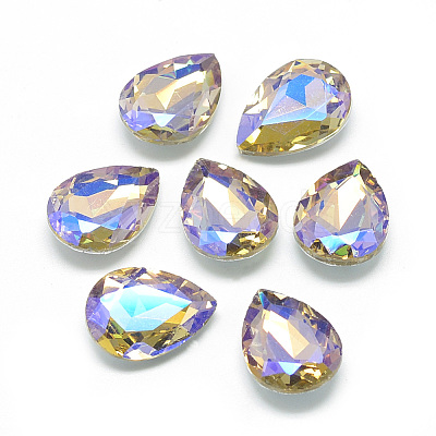 Pointed Back Glass Rhinestone Cabochons RGLA-T017-10x14mm-09-1