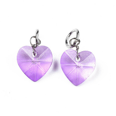 Faceted Transparent Glass Charms GLAA-T024-04B-1