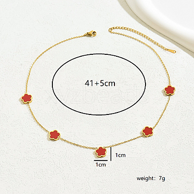 Golden 201 Stainless Steel Flower Pendant Necklace for Women WB0068-2-1