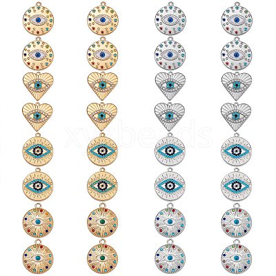 32Pcs 8 Style Rack Plating Alloy Enamel Pendants FIND-SZ0006-02-1